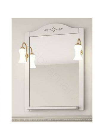 Зеркало Асб Флоренция Витраж 65 см, белое/патина, с подсветкой