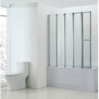 Шторка на ванну Bandhours Inox 140, стекло прозрачное