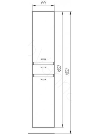 Шкаф-пенал Valente Massima M350-51/52, 35 см, шпон кремовый, левый/правый, с корзиной 