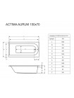 Акриловая ванна Actima Aurum 150х70 Hydro
