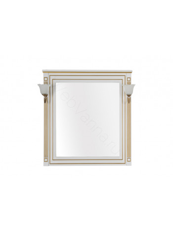 Зеркало Aquanet Паола 90 см, белое/патина золото
