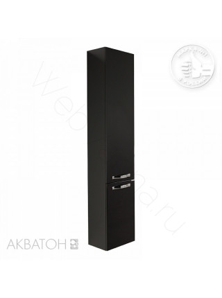 Шкаф-колонна Акватон Ария М 35 см, черный-глянец, с корзиной