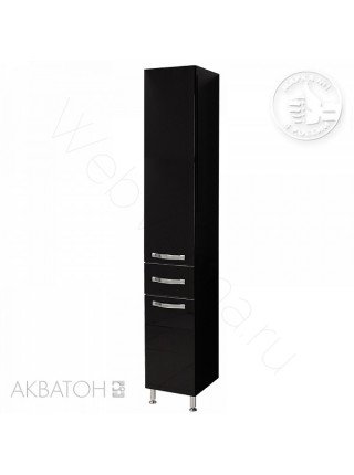 Шкаф-колонна Акватон Ария Н 35 м, чёрный глянец, с корзиной