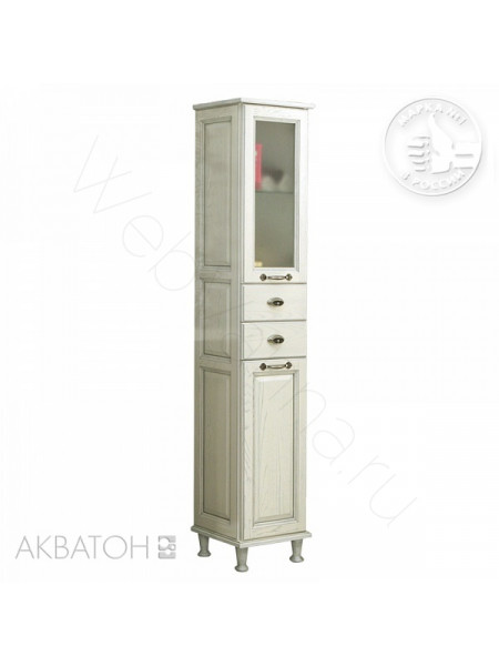 Шкаф-колонна Акватон Жерона 35 см, левая, белое серебро