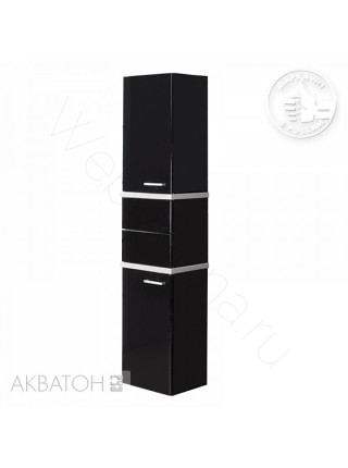 Шкаф-колонна Акватон Турин 42 см, черный глянец с белыми панелями