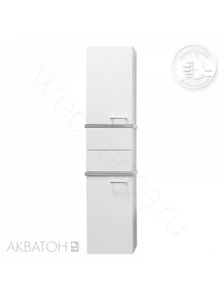 Шкаф-колонна Акватон Турин 42 см, белая c серебристыми панелями